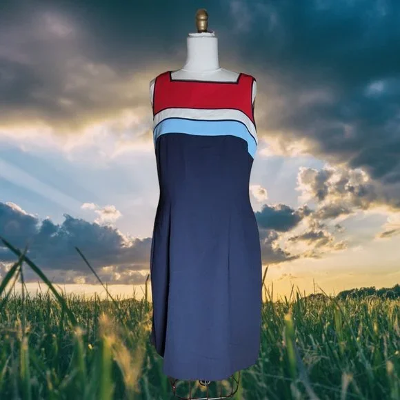 red and blue colorblock dress The Rory Color Block Mini Dress large / Navy